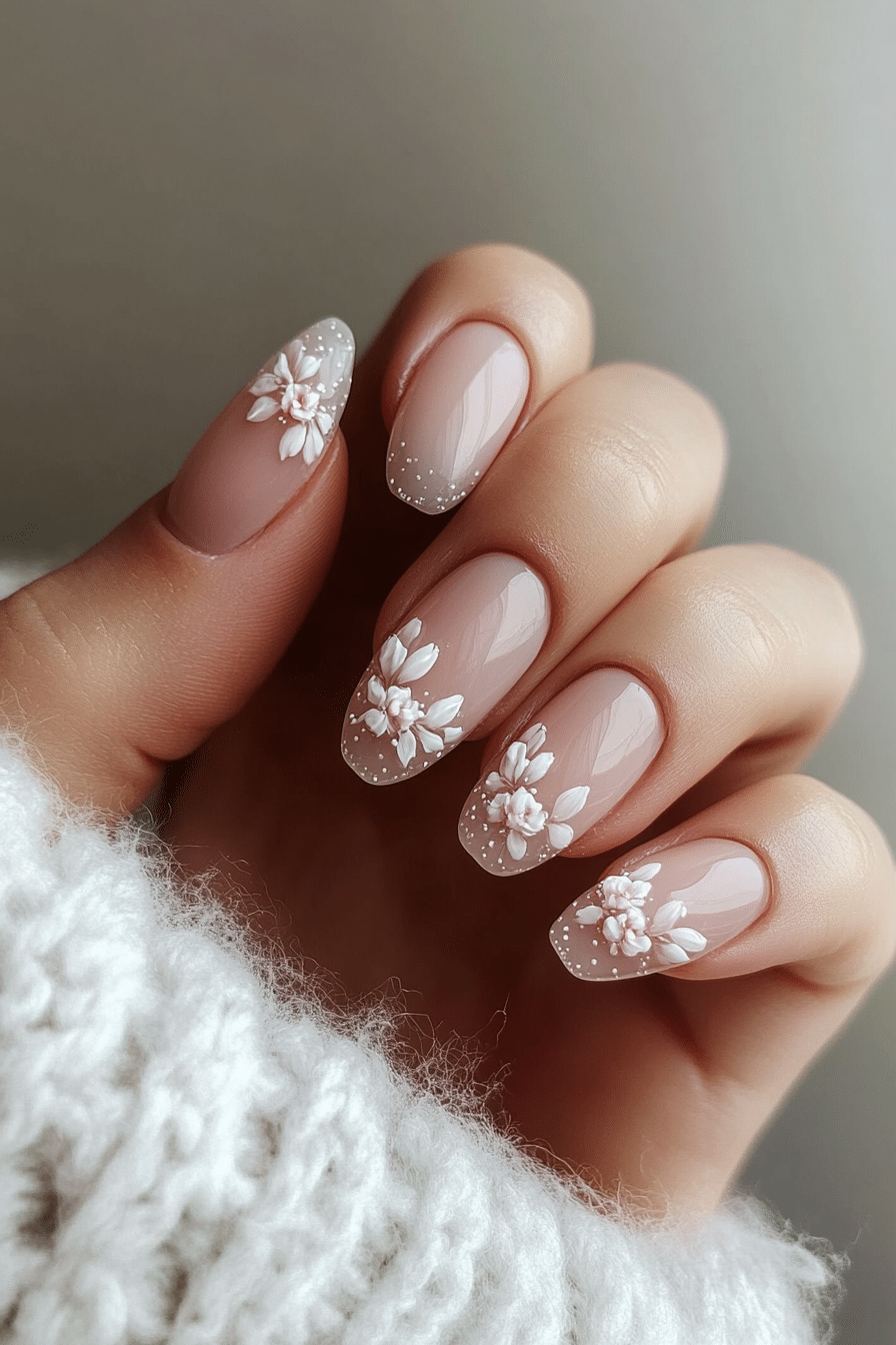 13. Dainty Rose Petals (Very Short Nail Design Ideas) - Very Short Nail Design Ideas
