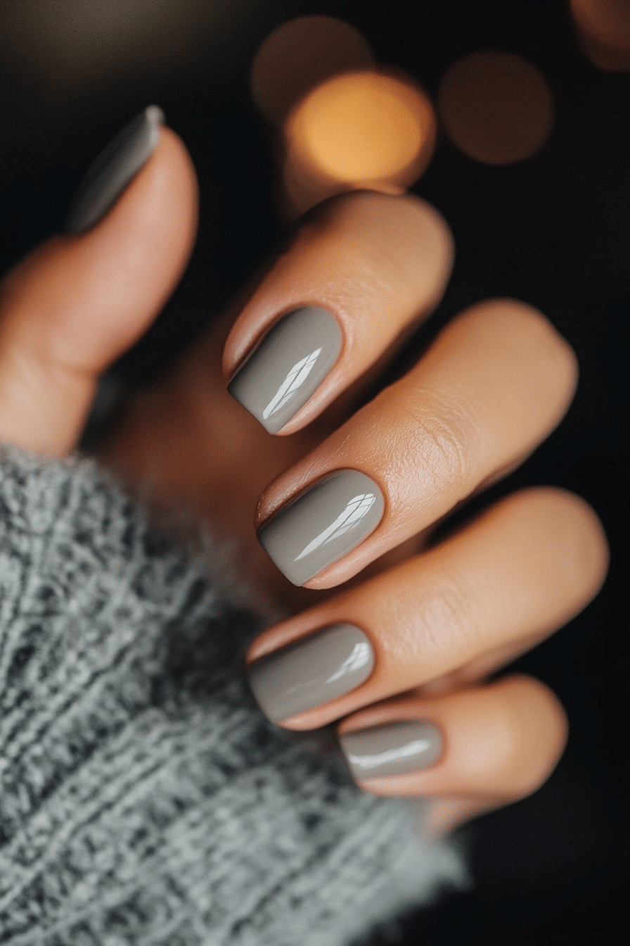 18. Smoky Gray Elegance (Very Short Nail Design Ideas) - Very Short Nail Design Ideas