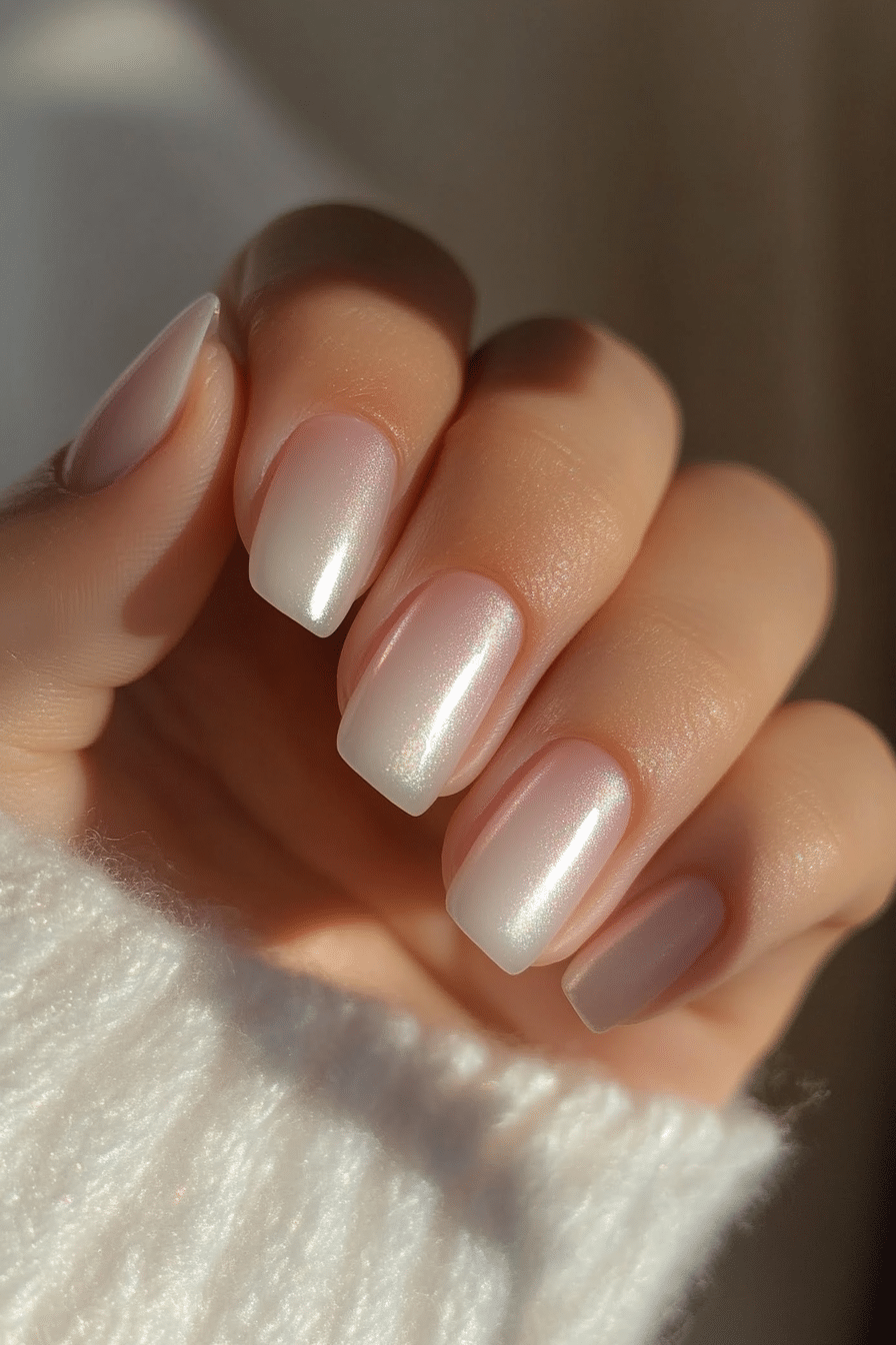 25. Opal Pearl Sheen (Very Short Nail Design Ideas) - Very Short Nail Design Ideas