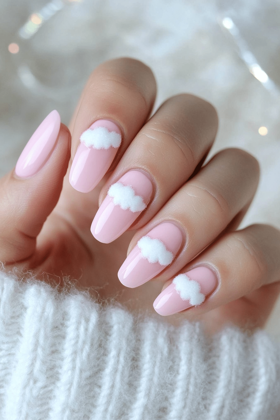 4. Pastel Pink Cloud Tips (Pink Nail Design Ideas) - Pink Nail Design Ideas
