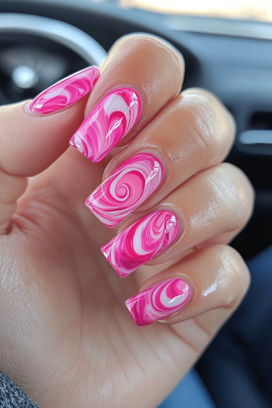 18. Pink Swirl Illusion (Pink Nail Design Ideas) - Pink Nail Design Ideas
