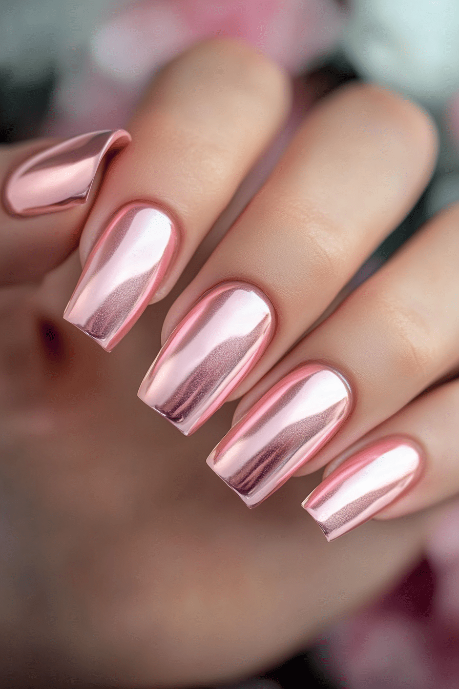 2. Pastel Pink Chrome (Baby Pink Nail Design Ideas) - Baby Pink Nail Design Ideas