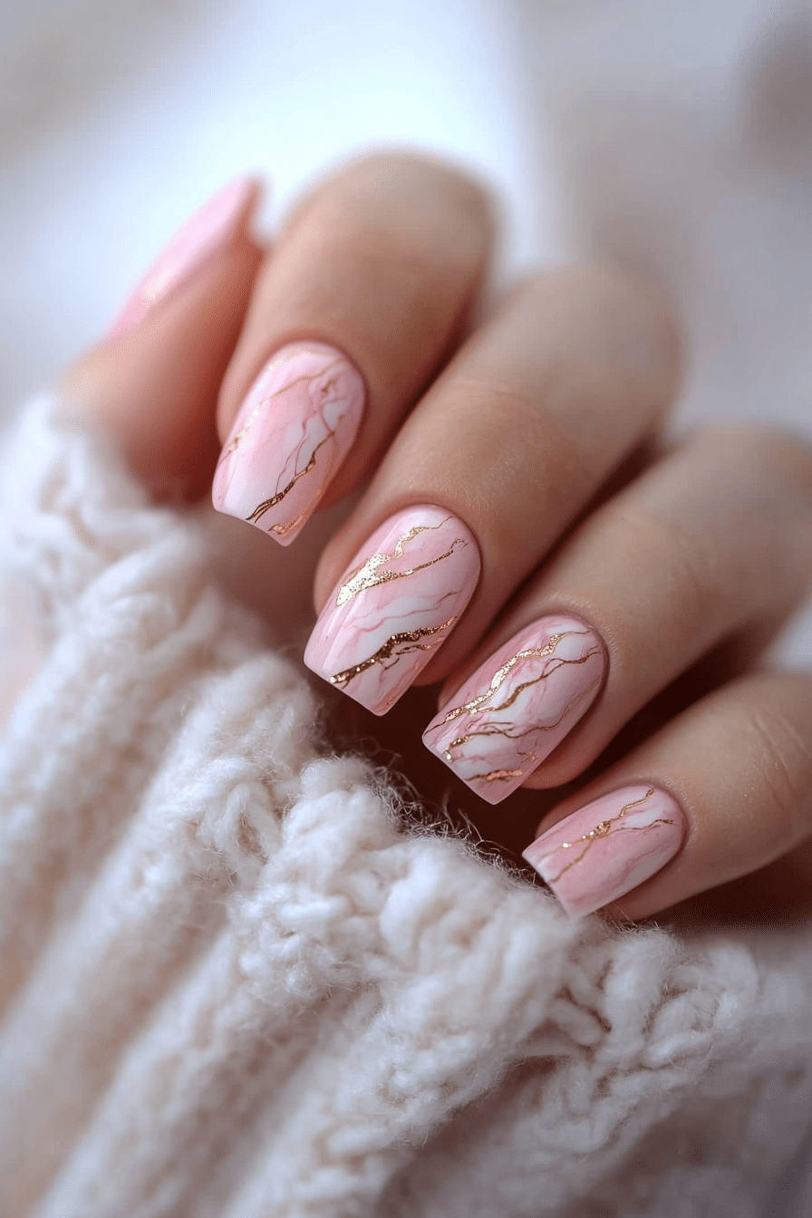 3. Soft Pink Marble Swirls (Baby Pink Nail Design Ideas) - Baby Pink Nail Design Ideas