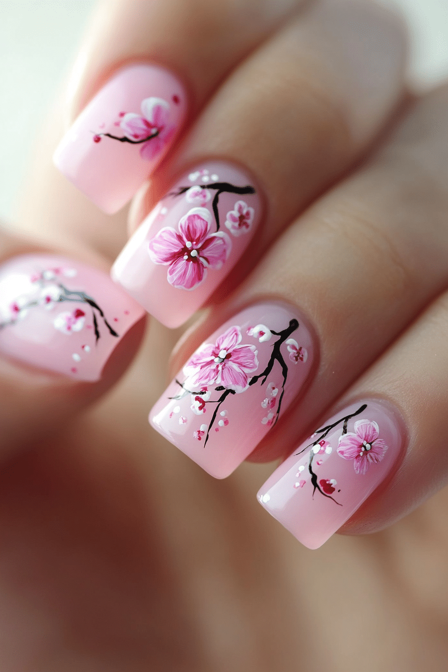 7. Floral Blush Delight (Baby Pink Nail Design Ideas) - Baby Pink Nail Design Ideas