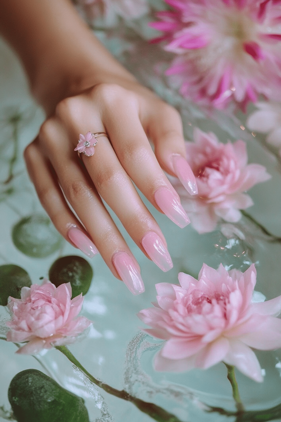 18. Pink Jelly Nails (Baby Pink Nail Design Ideas) - Baby Pink Nail Design Ideas