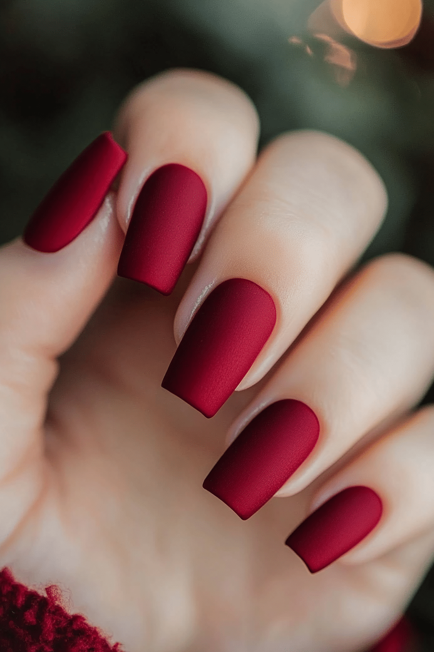 12. Deep Scarlet Velvet (Red Nail Design Ideas) - Red Nail Design Ideas