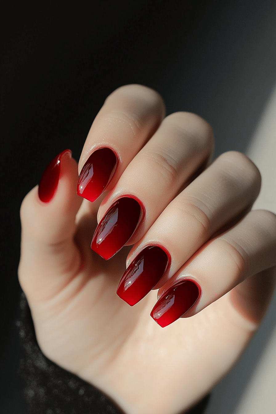 16. Jelly Red Sheer (Red Nail Design Ideas) - Red Nail Design Ideas