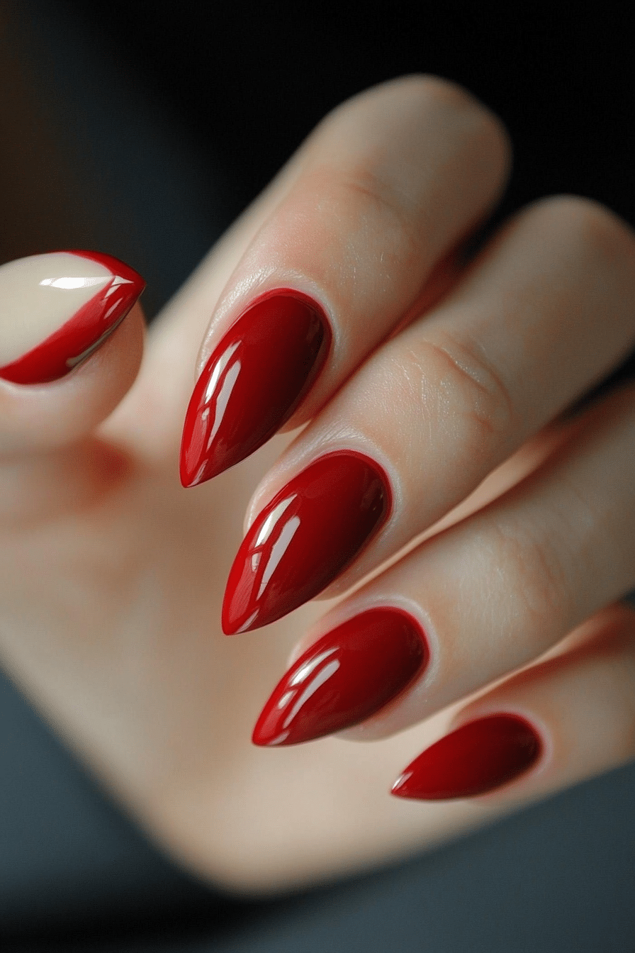 17. Red Velvet Tips (Red Nail Design Ideas) - Red Nail Design Ideas