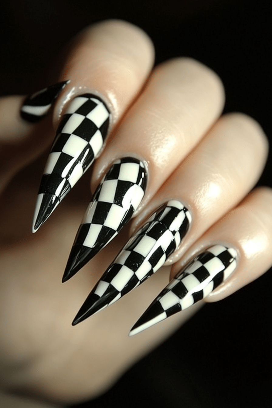 5. Checkerboard Chic (School Nail Design Ideas) - School Nail Design Ideas