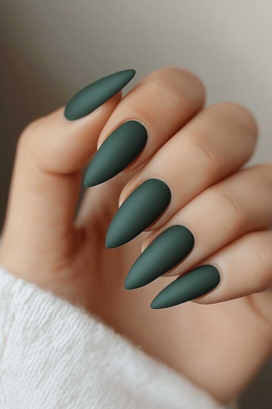 8. Matte Olive Green (School Nail Design Ideas) - School Nail Design Ideas