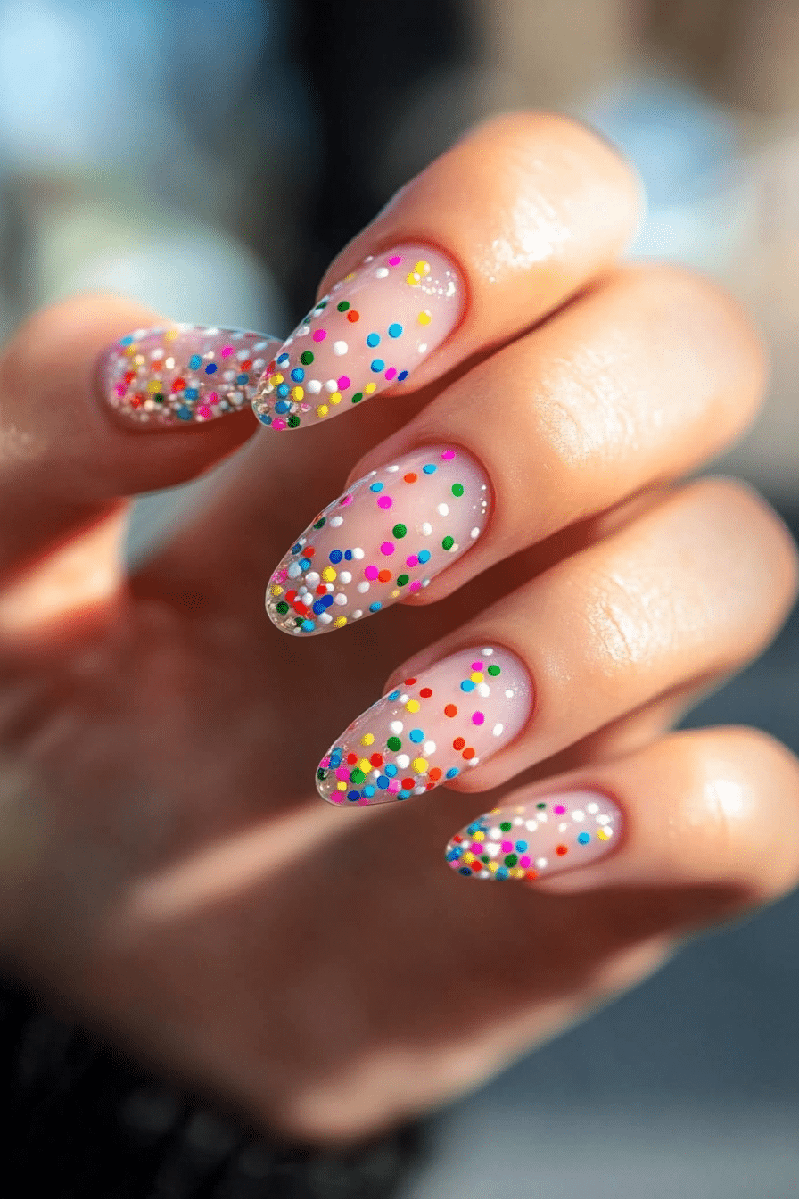 11. Confetti Sprinkle (School Nail Design Ideas) - School Nail Design Ideas