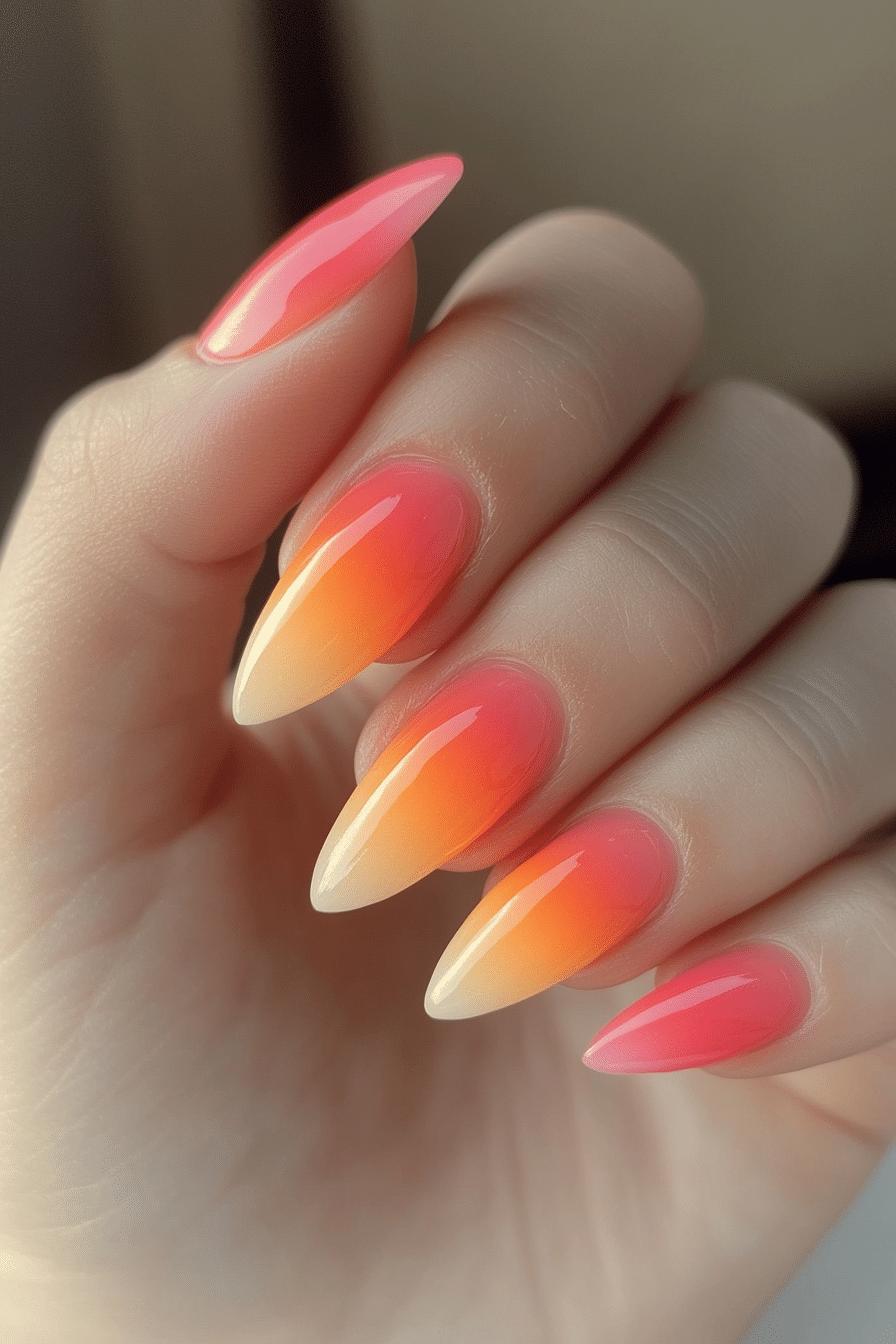 14. Sunset Ombre (School Nail Design Ideas) - School Nail Design Ideas