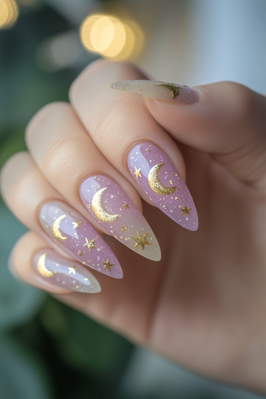 18. Celestial Shine (School Nail Design Ideas) - School Nail Design Ideas