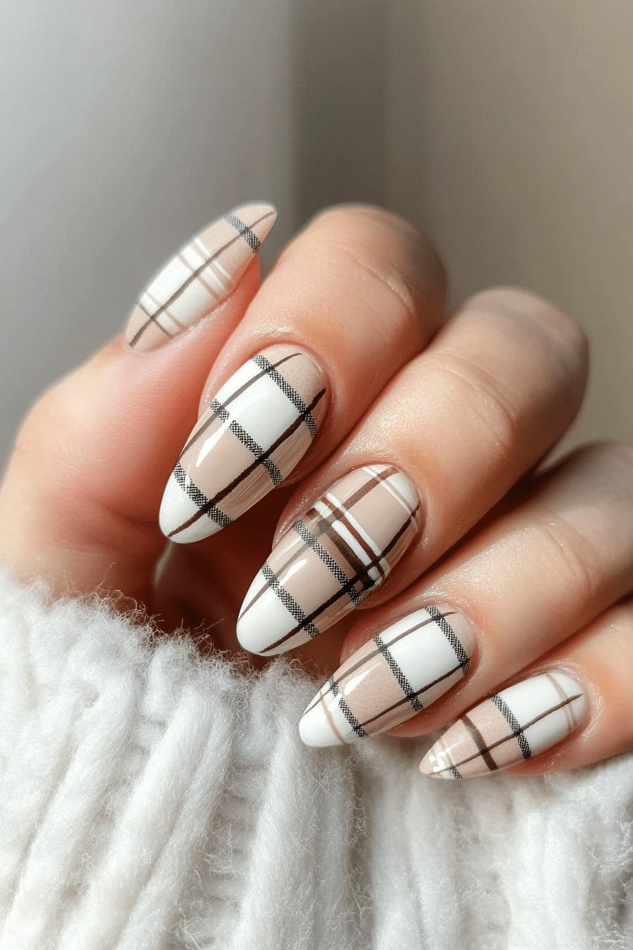 19. Chic Plaid Pattern (School Nail Design Ideas) - School Nail Design Ideas