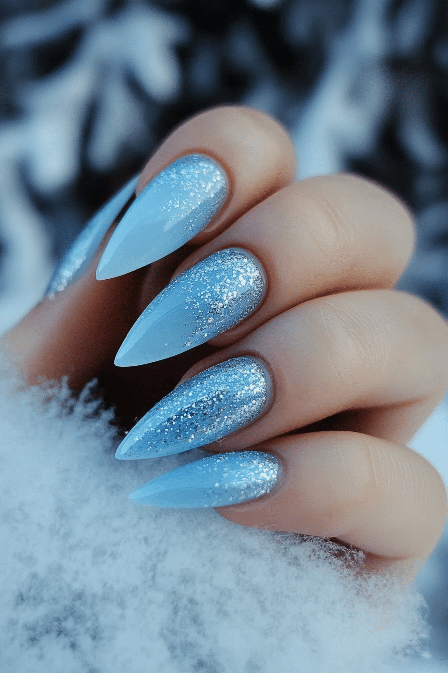 23. Icy Blue Frost (School Nail Design Ideas) - School Nail Design Ideas