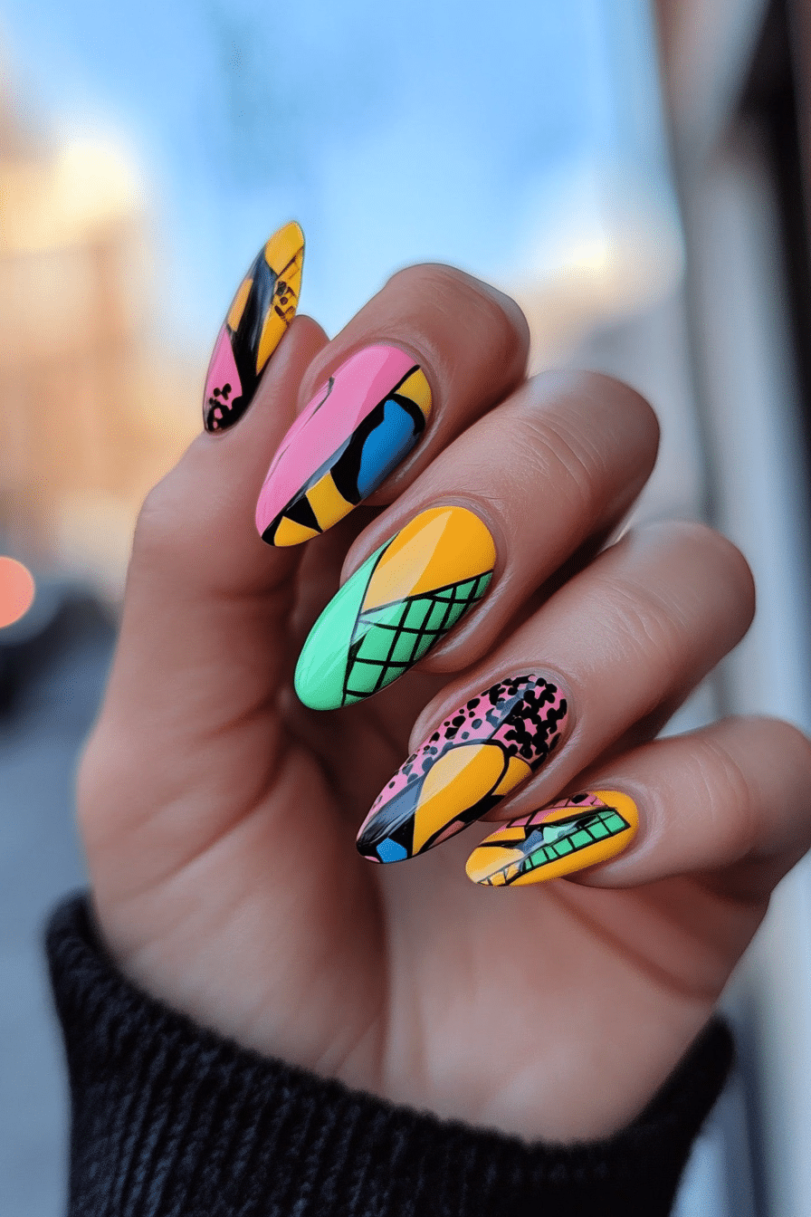 24. Comic Book Pop Art (School Nail Design Ideas) - School Nail Design Ideas