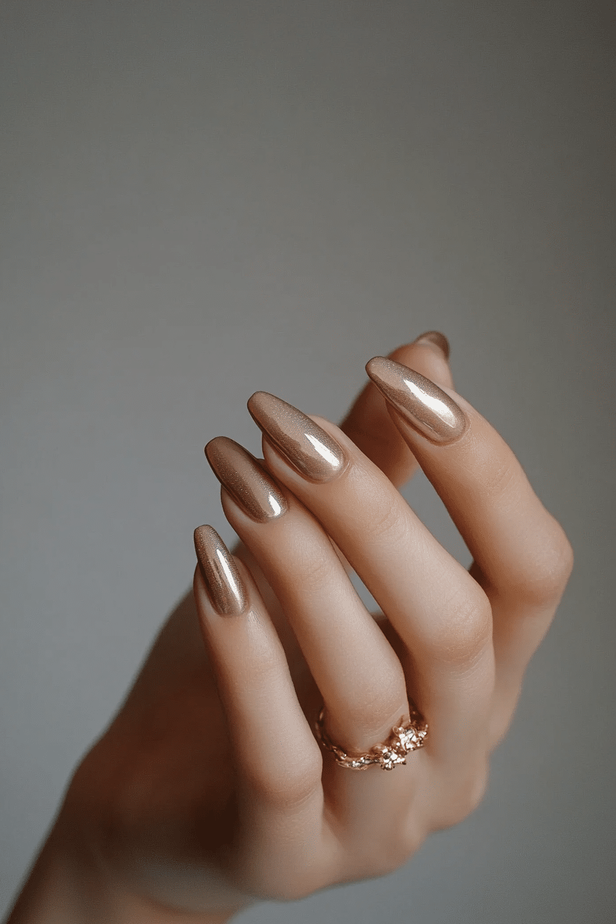 10. Gilded Taupe Luxe (Old Money Nail Design Ideas) - Old Money Nail Design Ideas