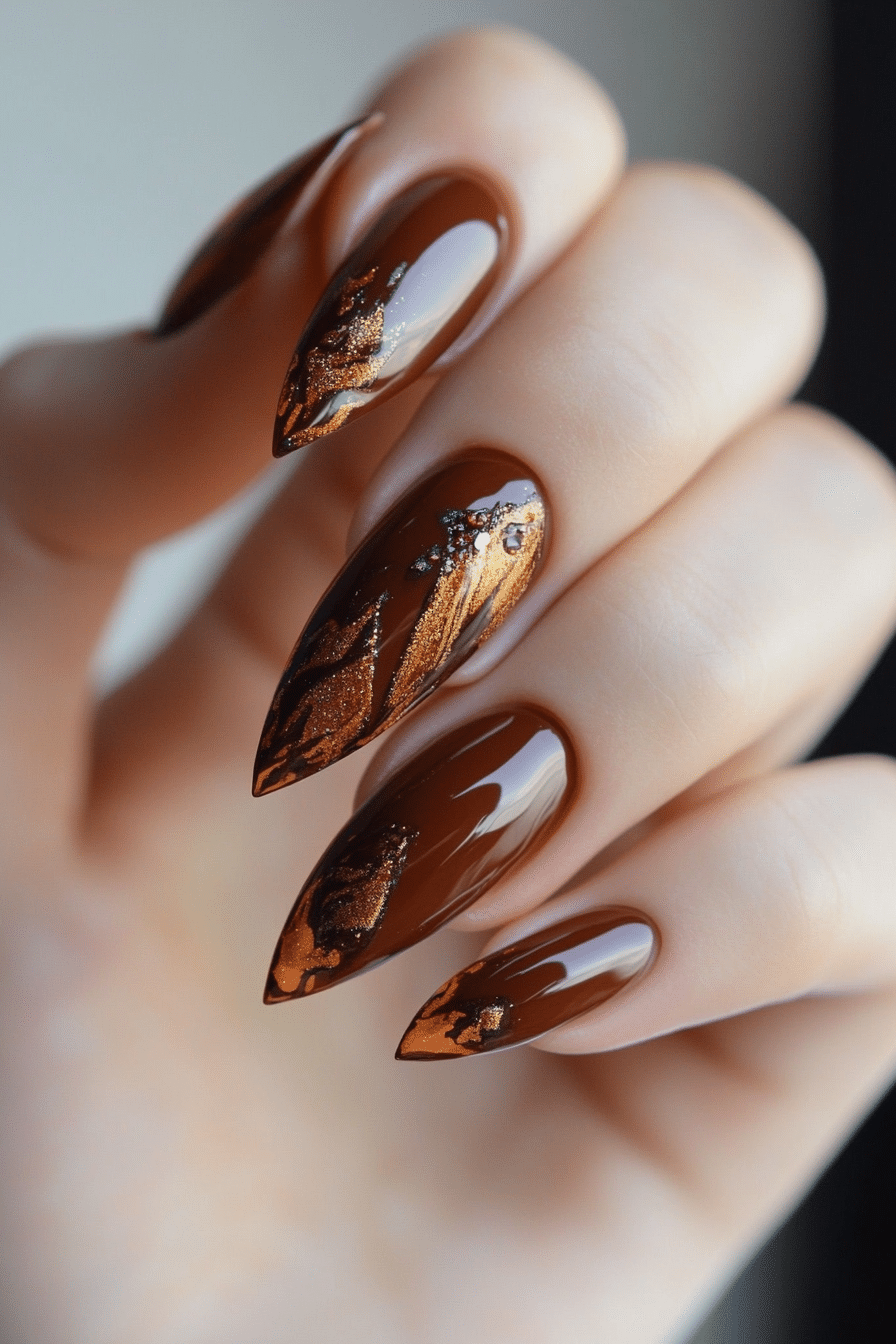 13. Amber Cognac Gloss (Old Money Nail Design Ideas) - Old Money Nail Design Ideas