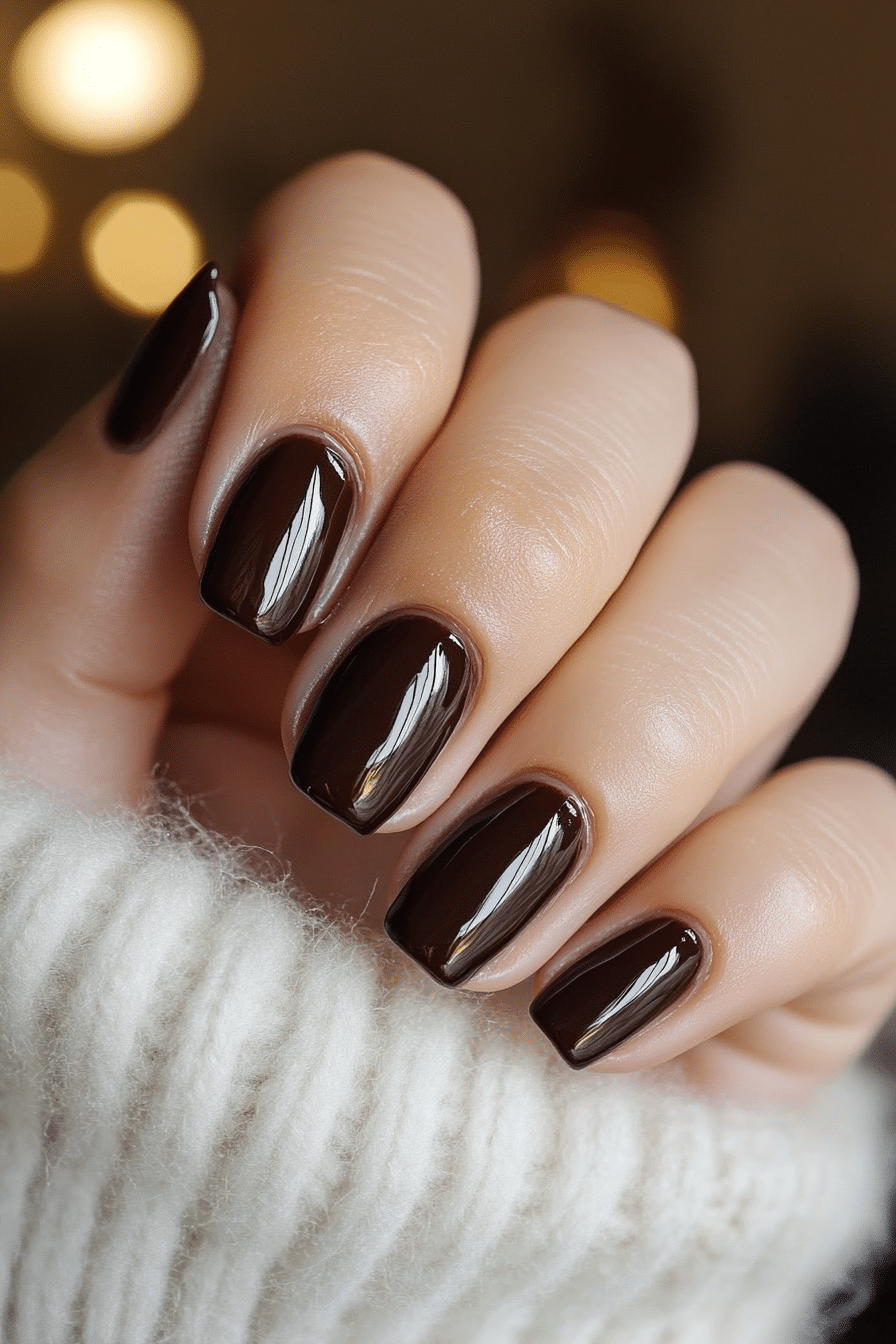 14. Satin Espresso (Old Money Nail Design Ideas) - Old Money Nail Design Ideas