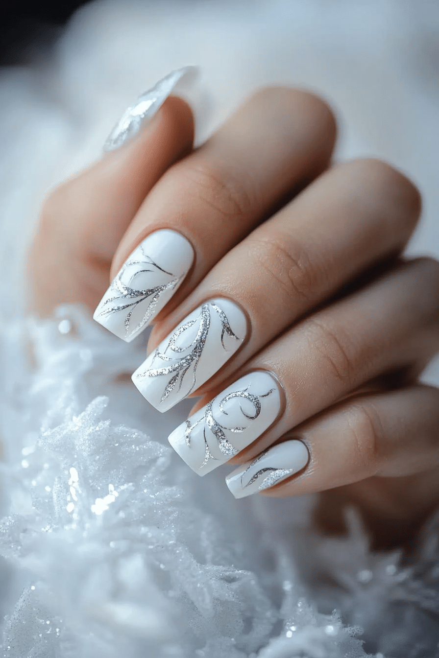 3. Icy Swirls (White Nail Design Ideas) - White Nail Design Ideas
