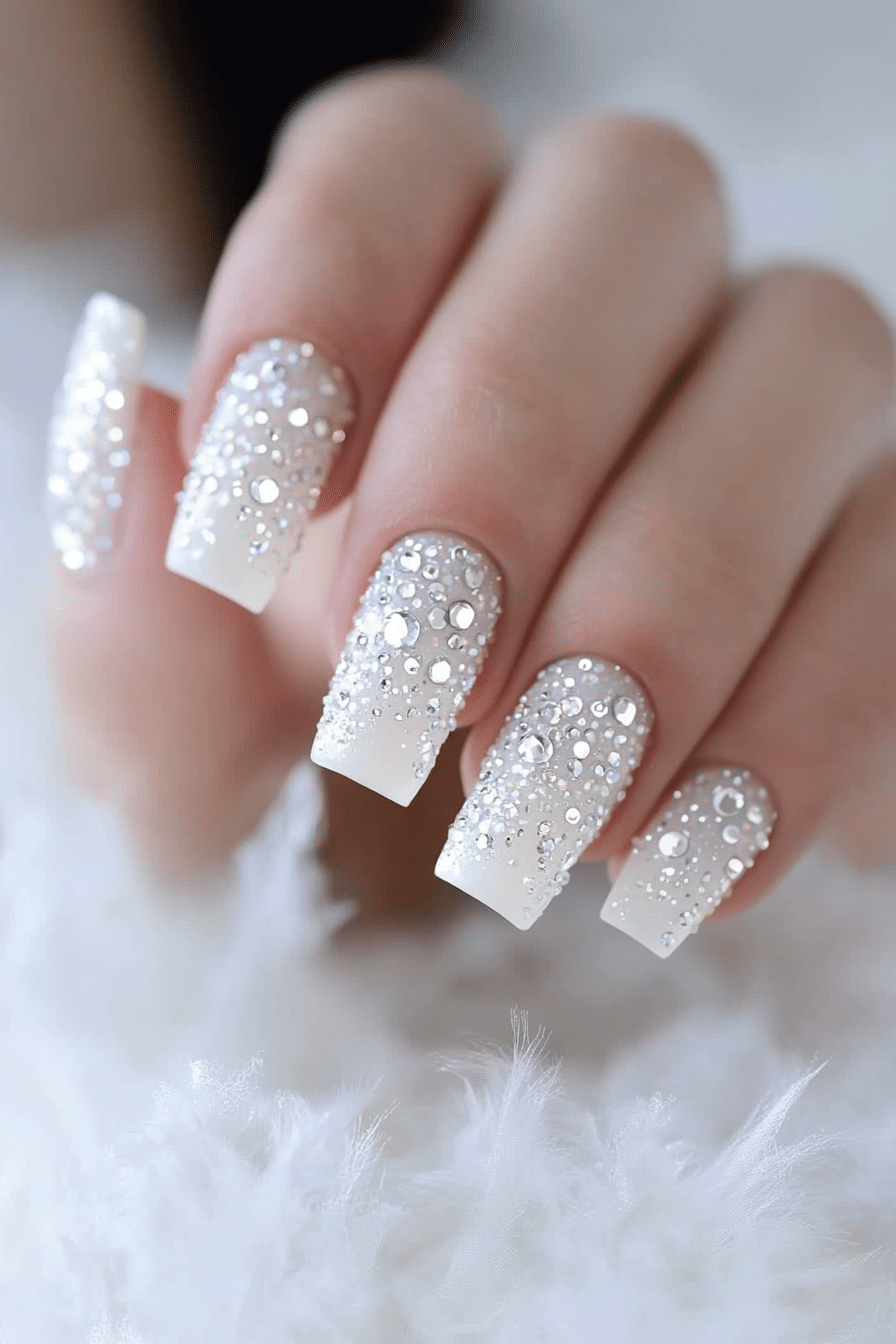 7. Diamond Drizzle (White Nail Design Ideas) - White Nail Design Ideas