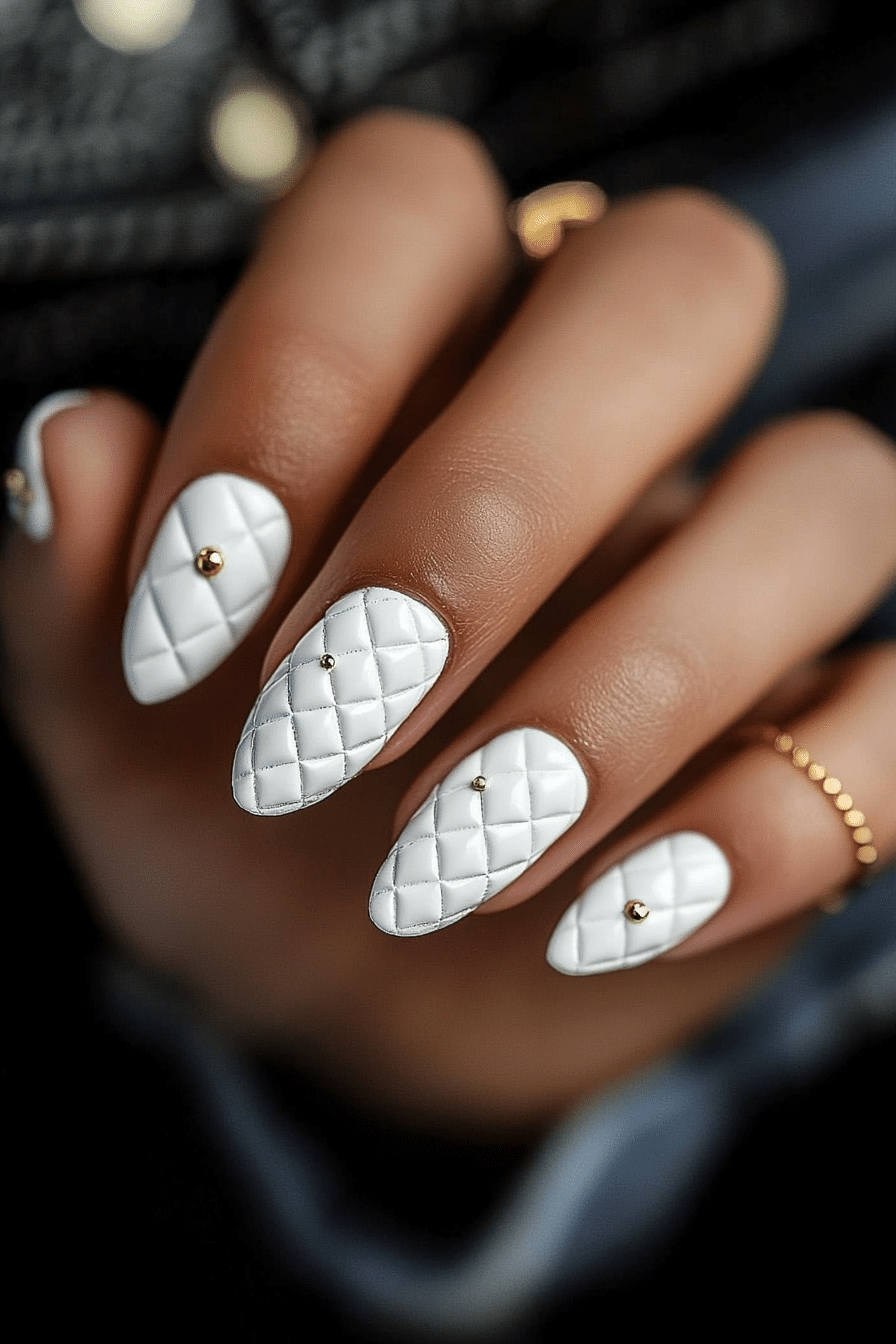 11. Quilted White Luxe (White Nail Design Ideas) - White Nail Design Ideas