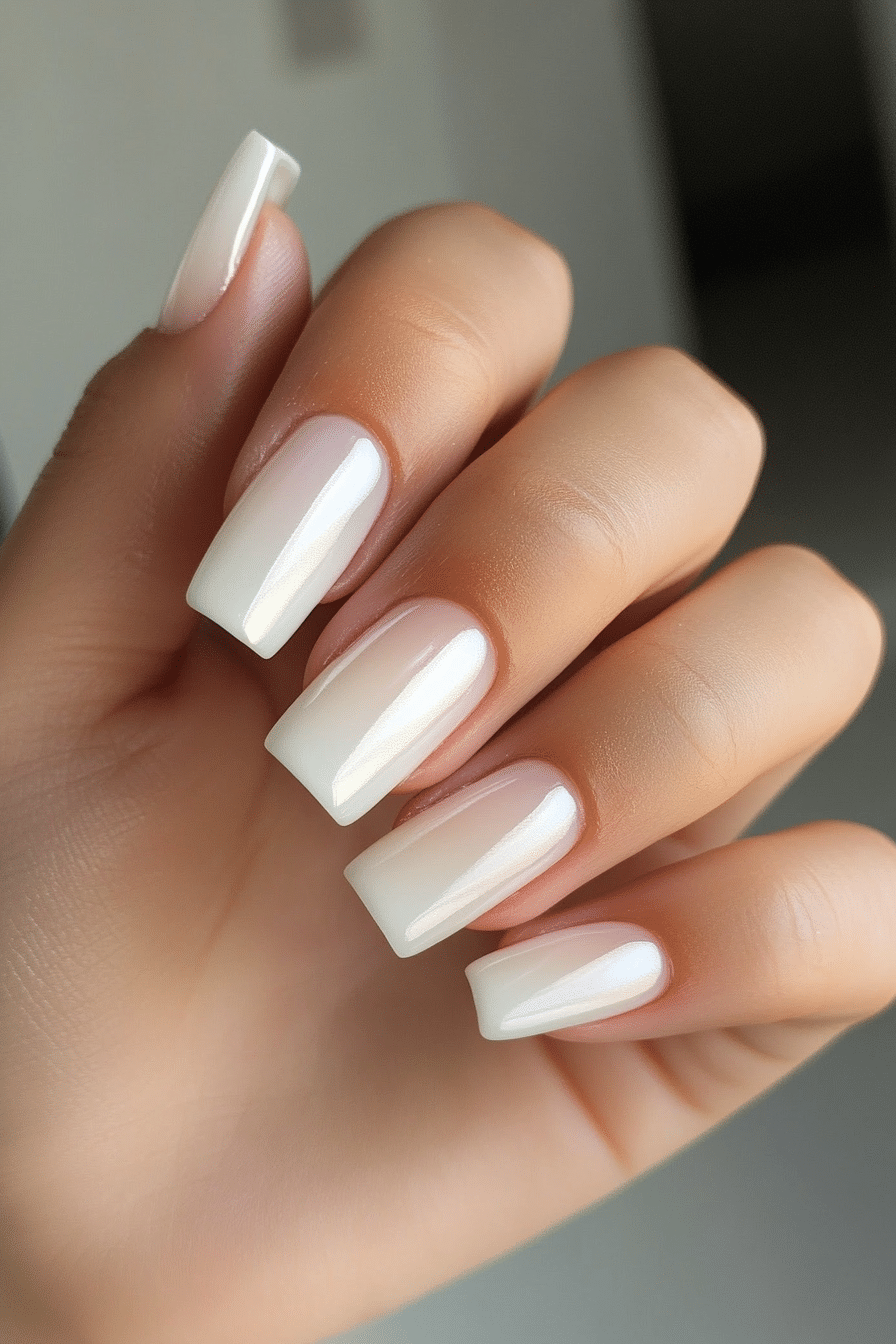 13. Iridescent White Mist (White Nail Design Ideas) - White Nail Design Ideas