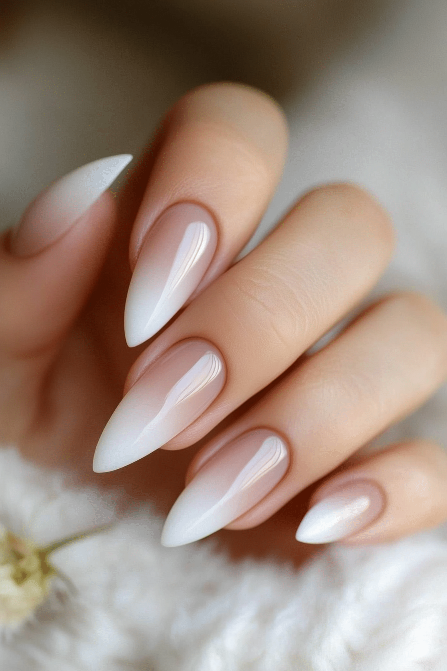 20. Sheer White Gradient (White Nail Design Ideas) - White Nail Design Ideas