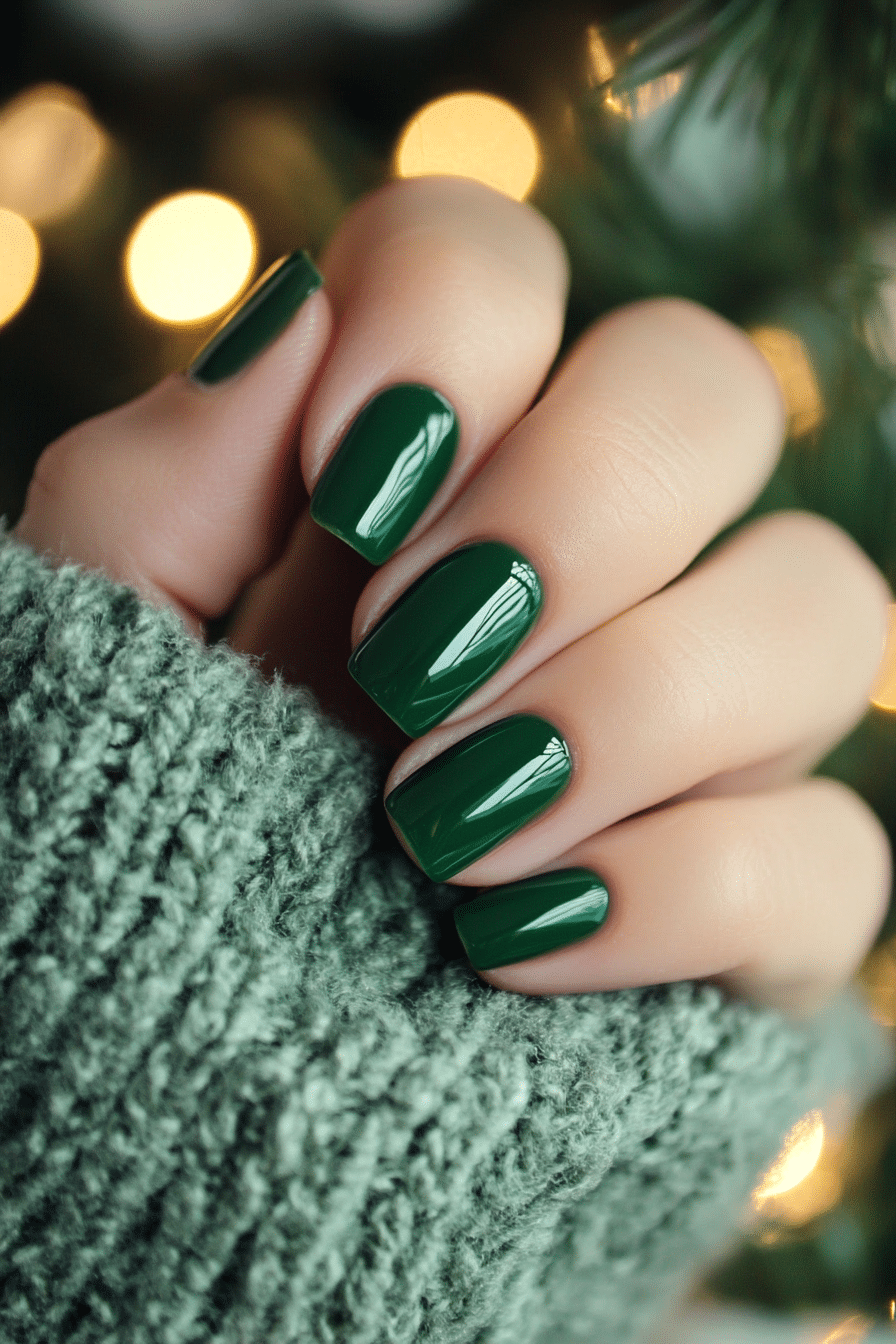 1. Evergreen Elegance (Green Christmas Nail Design Ideas) - Green Christmas Nail Design Ideas
