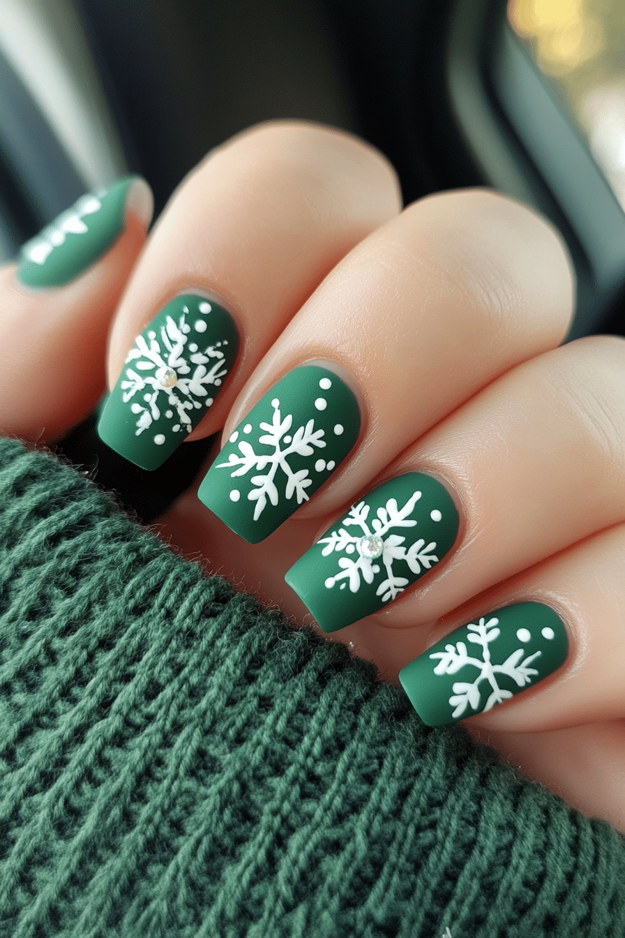 3. Frosted Pine (Green Christmas Nail Design Ideas) - Green Christmas Nail Design Ideas