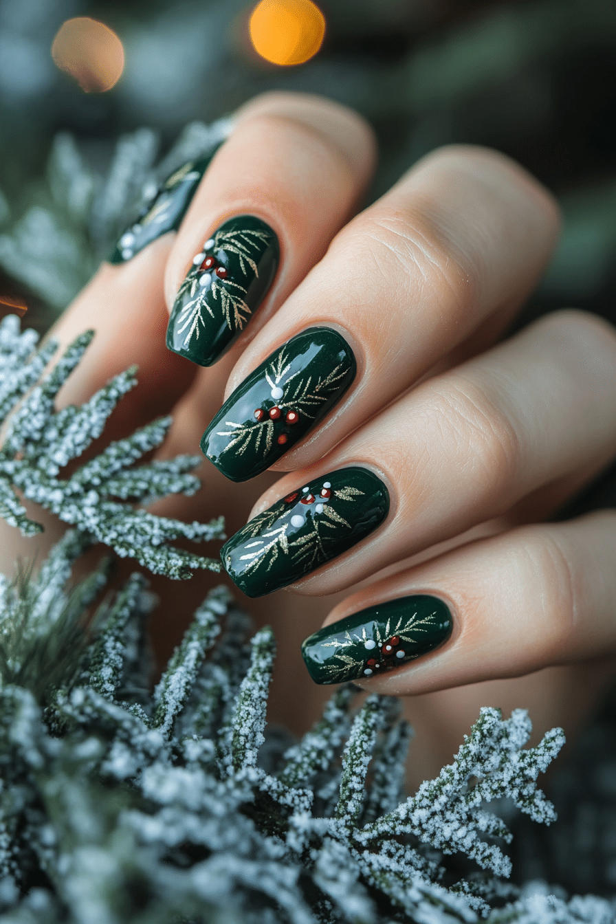 8. Mistletoe Magic (Green Christmas Nail Design Ideas) - Green Christmas Nail Design Ideas