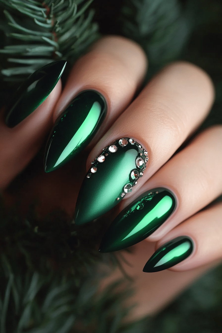 10. Ornament Shine (Green Christmas Nail Design Ideas) - Green Christmas Nail Design Ideas