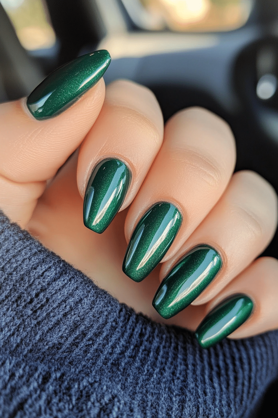 14. Glazed Emerald (Green Christmas Nail Design Ideas) - Green Christmas Nail Design Ideas