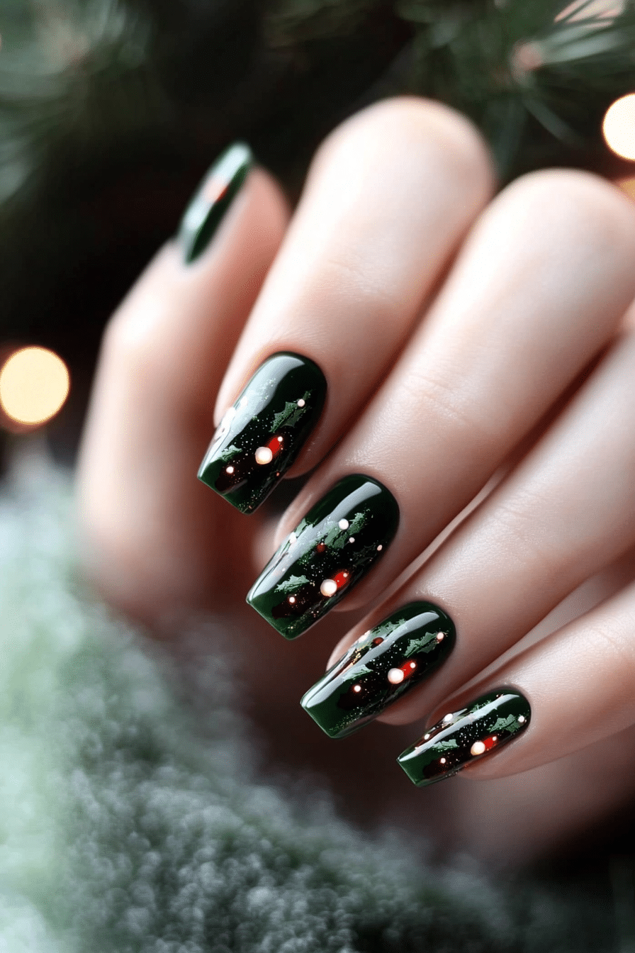 20. Christmas Lights Glow (Green Christmas Nail Design Ideas) - Green Christmas Nail Design Ideas