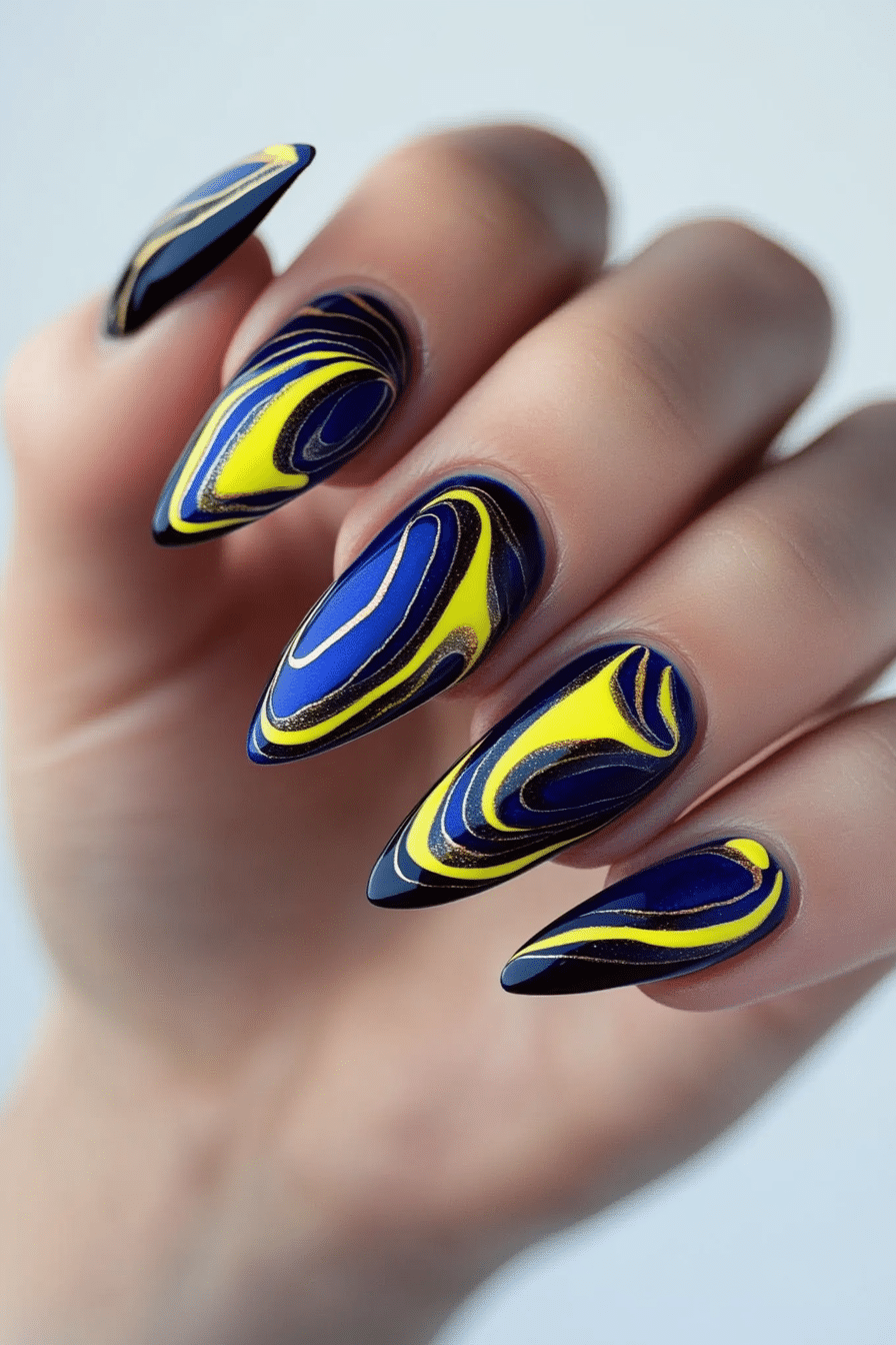 4. Electric Waves (Lines Nail Design Ideas) - Lines Nail Design Ideas