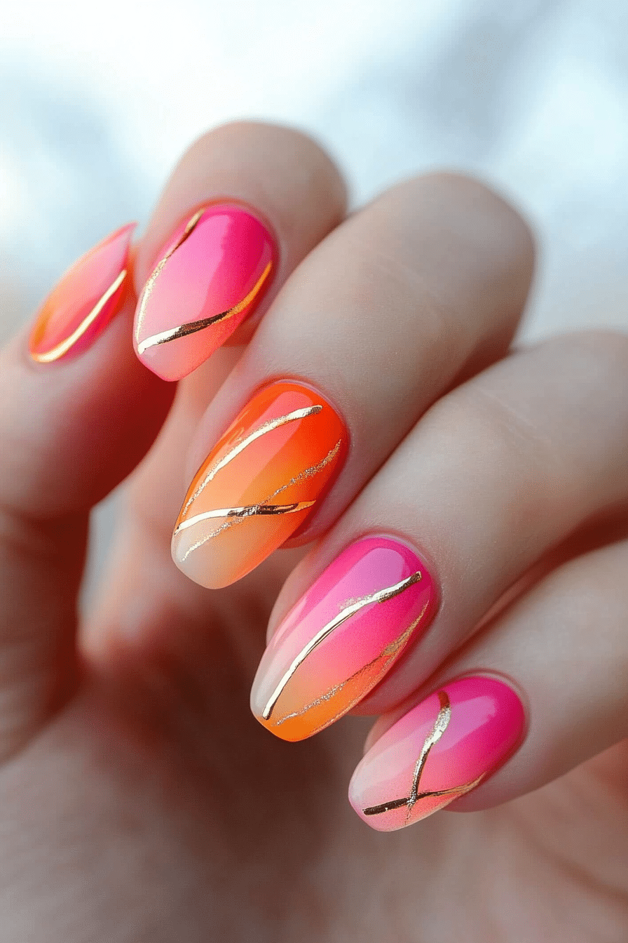 10. Sunset Horizon (Lines Nail Design Ideas) - Lines Nail Design Ideas