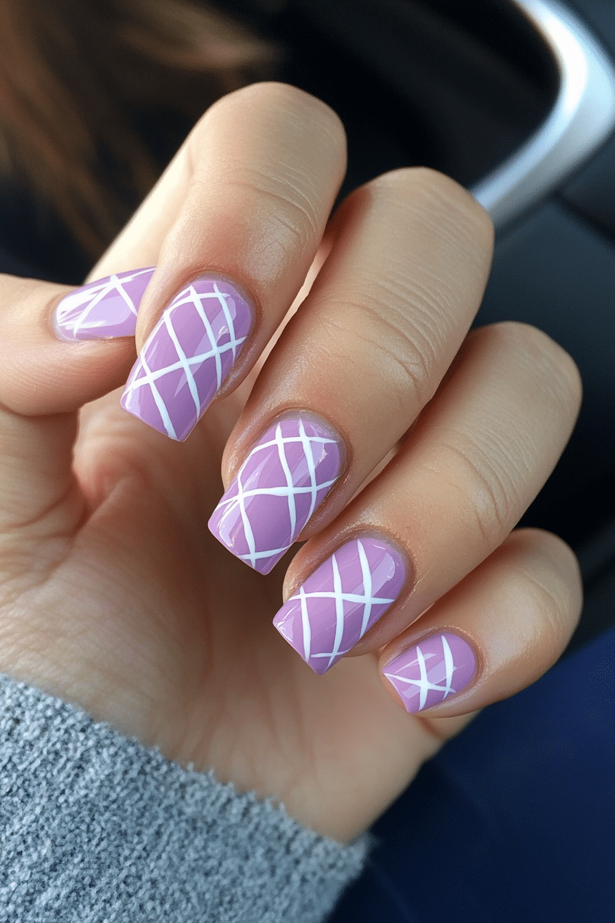 12. Muted Mauve Maze (Lines Nail Design Ideas) - Lines Nail Design Ideas