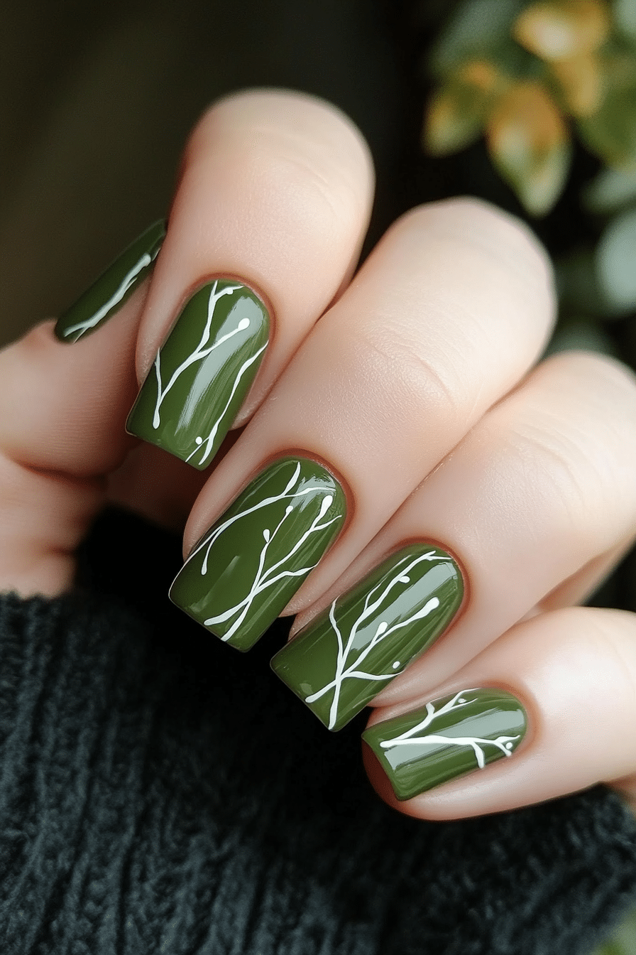14. Forest Whisper (Lines Nail Design Ideas) - Lines Nail Design Ideas