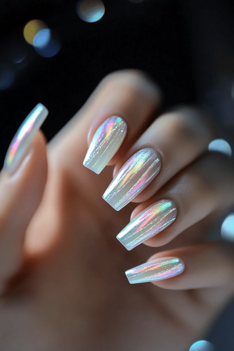15. Iridescent Stripe Charm (Lines Nail Design Ideas) - Lines Nail Design Ideas