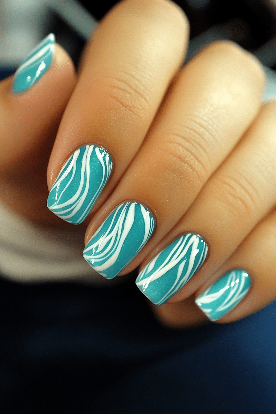 20. Ocean Breeze (Lines Nail Design Ideas) - Lines Nail Design Ideas