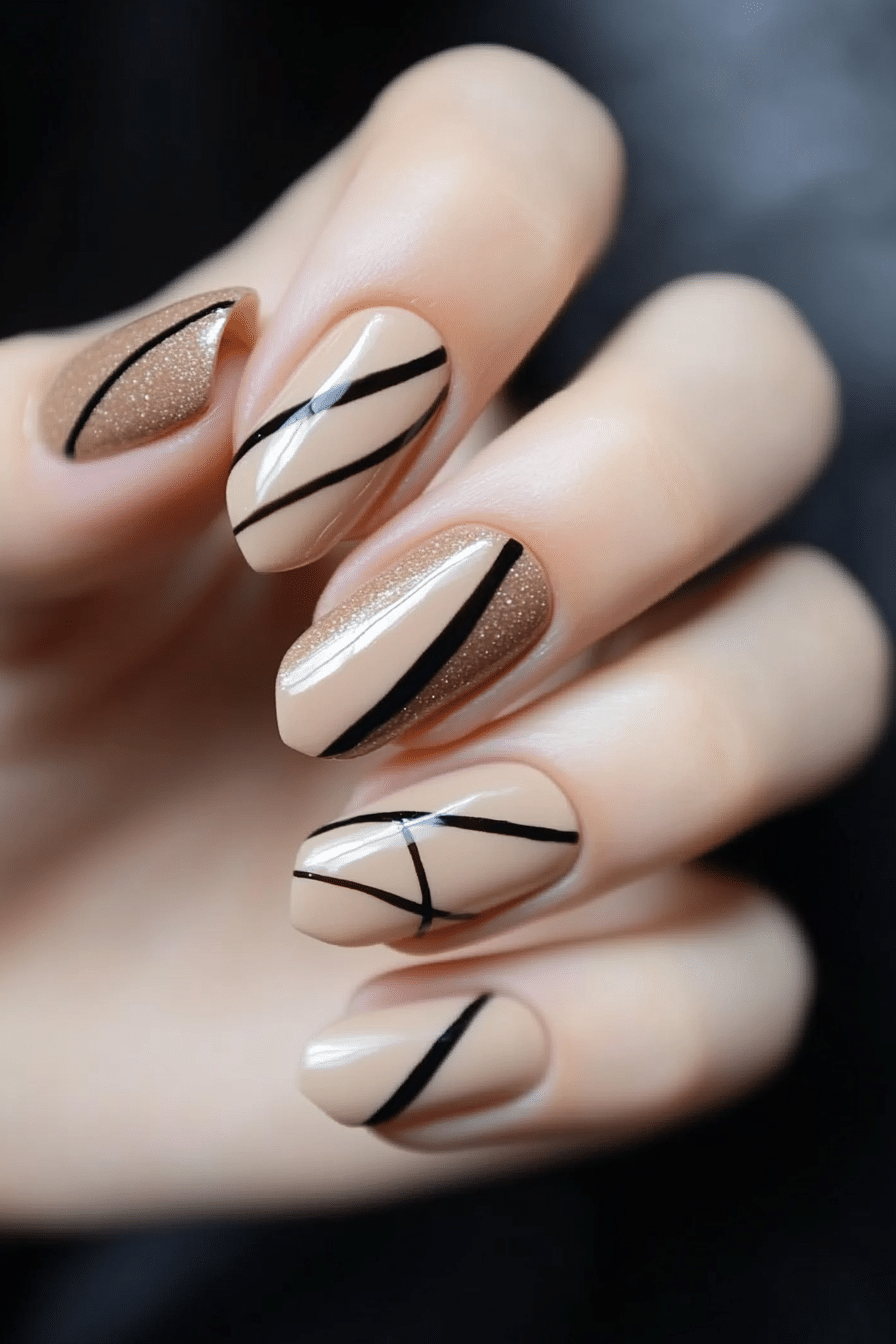 23. Asymmetrical Chic (Lines Nail Design Ideas) - Lines Nail Design Ideas