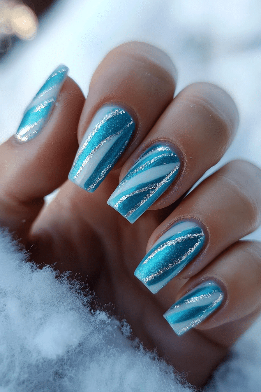24. Frosted Glimmer (Lines Nail Design Ideas) - Lines Nail Design Ideas