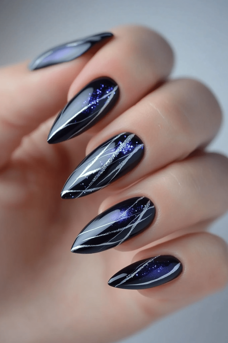 26. Galactic Lines (Lines Nail Design Ideas) - Lines Nail Design Ideas