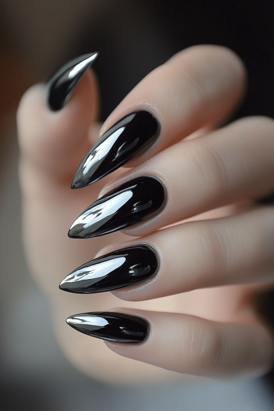 5. Metallic Black Chrome (Black Nail Design Ideas) - Black Nail Design Ideas