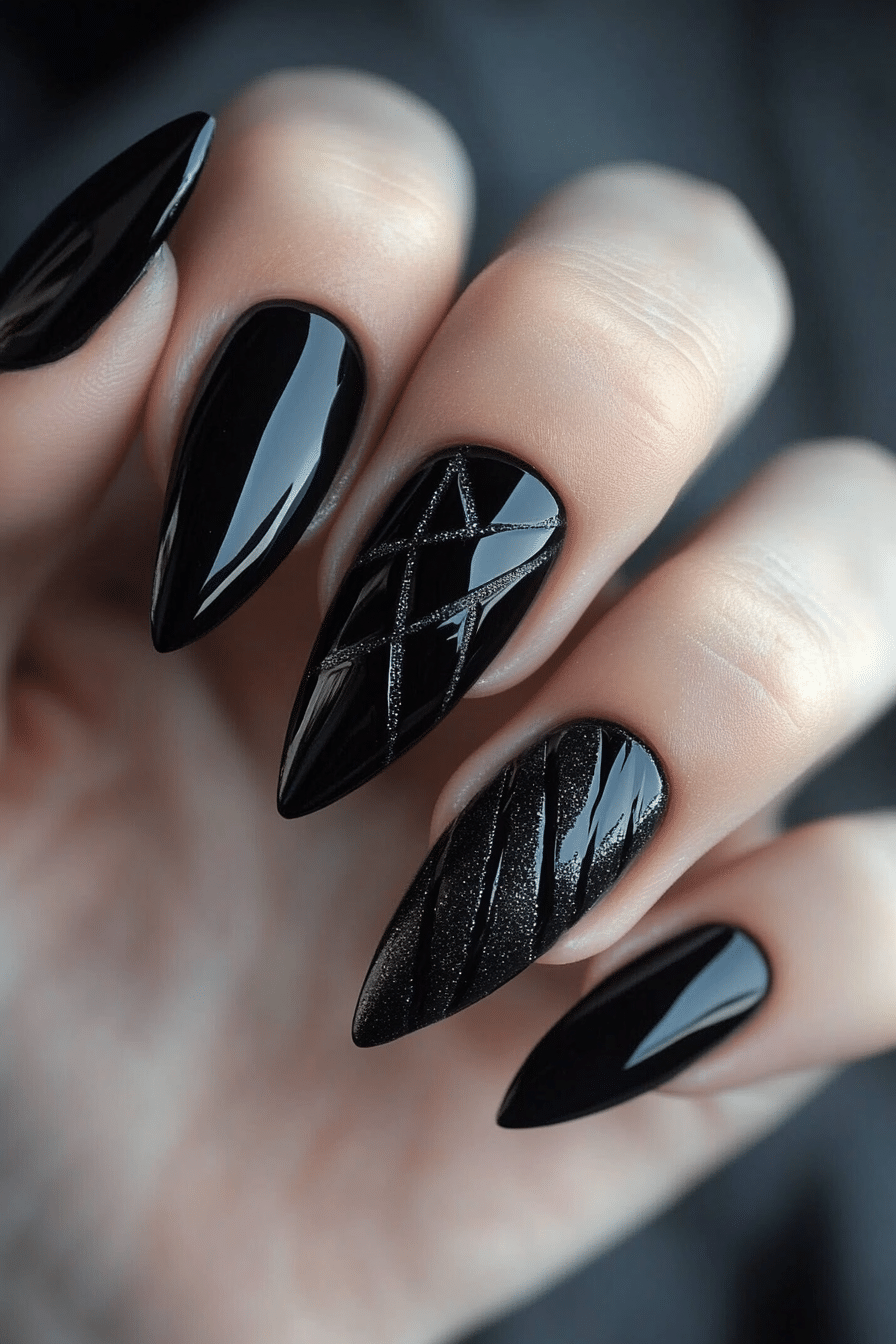 9. Matte and Glossy Duo (Black Nail Design Ideas) - Black Nail Design Ideas