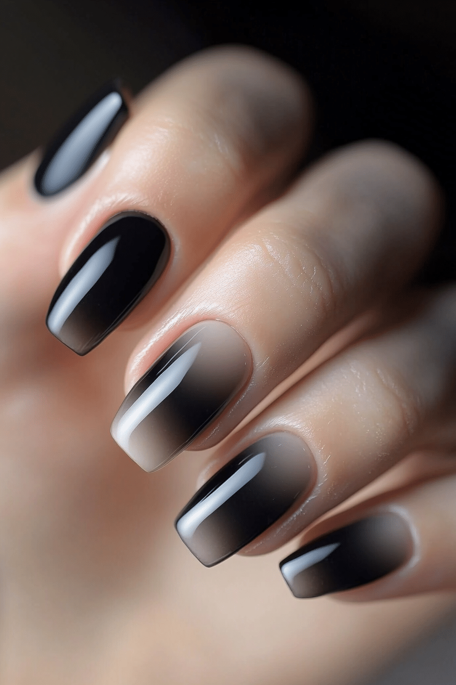 10. Black French Fade (Black Nail Design Ideas) - Black Nail Design Ideas