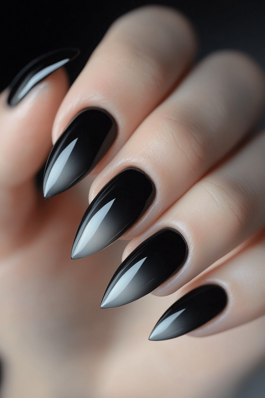 21. Deep Charcoal Ombre (Black Nail Design Ideas) - Black Nail Design Ideas