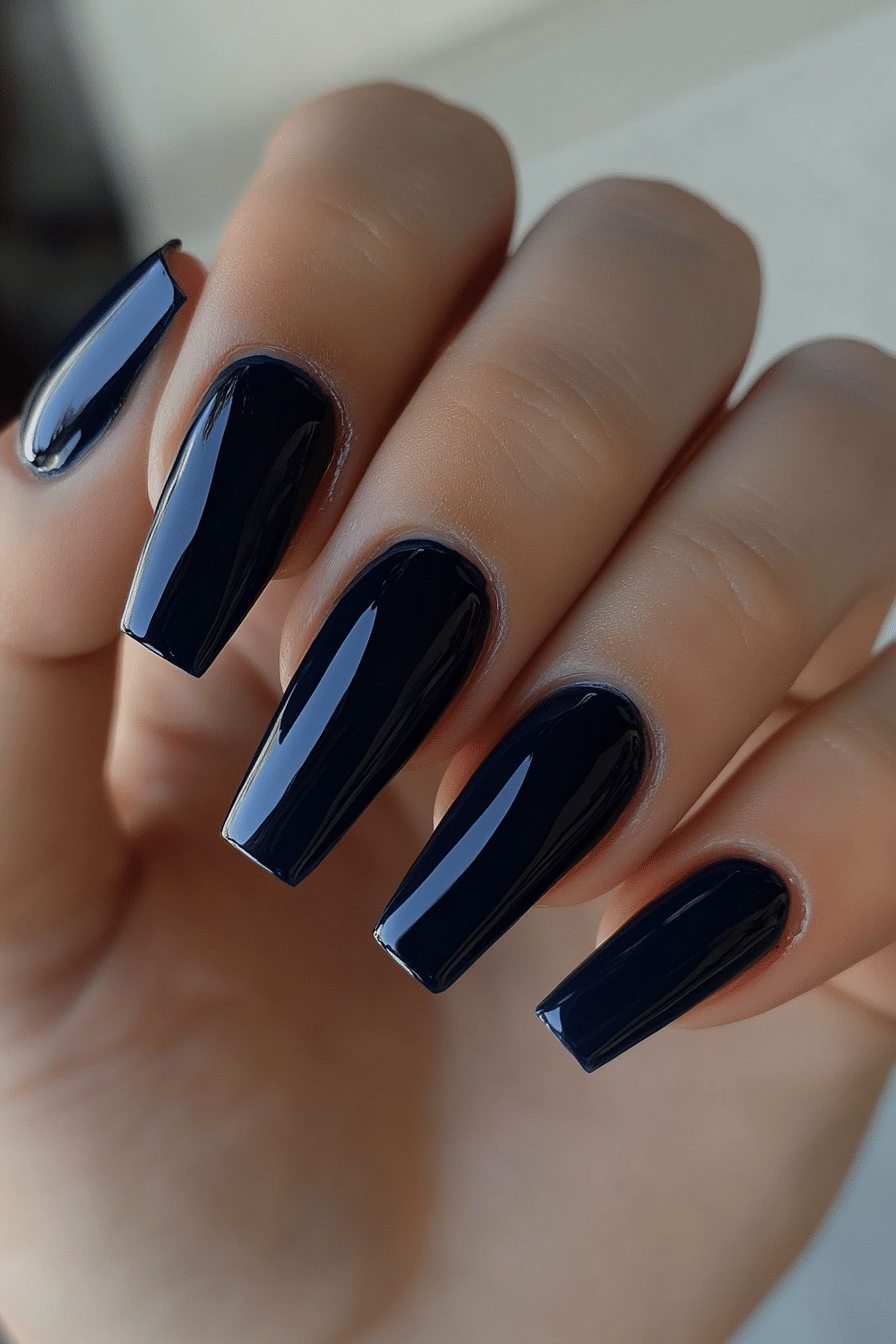 11. Coffin Midnight Blue (Dark Coffin Nail Design Ideas) - Dark Coffin Nail Design Ideas