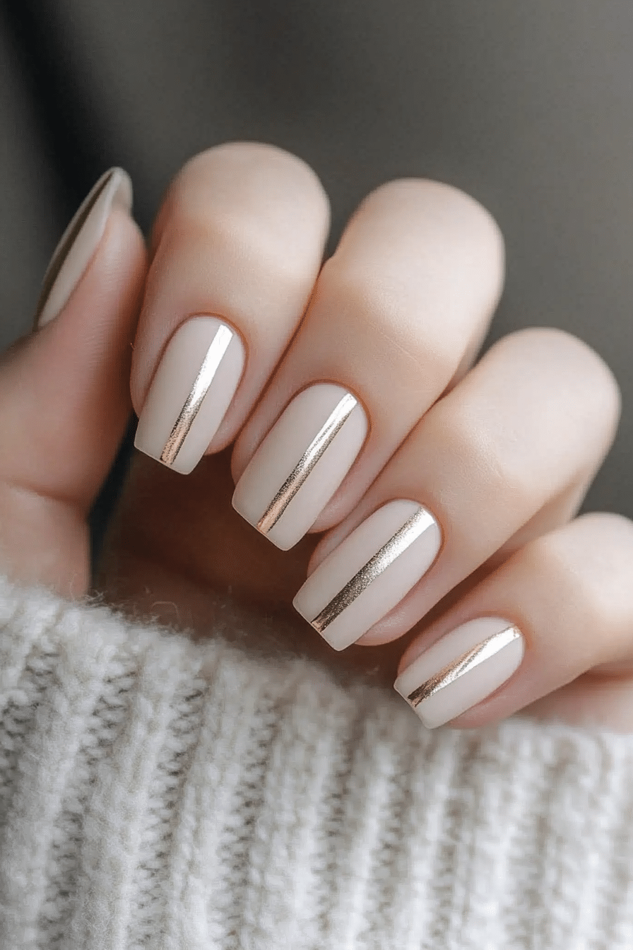 11. Subtle Metallic Stripes (Minimalistic Nail Design Ideas) - Minimalistic Nail Design Ideas