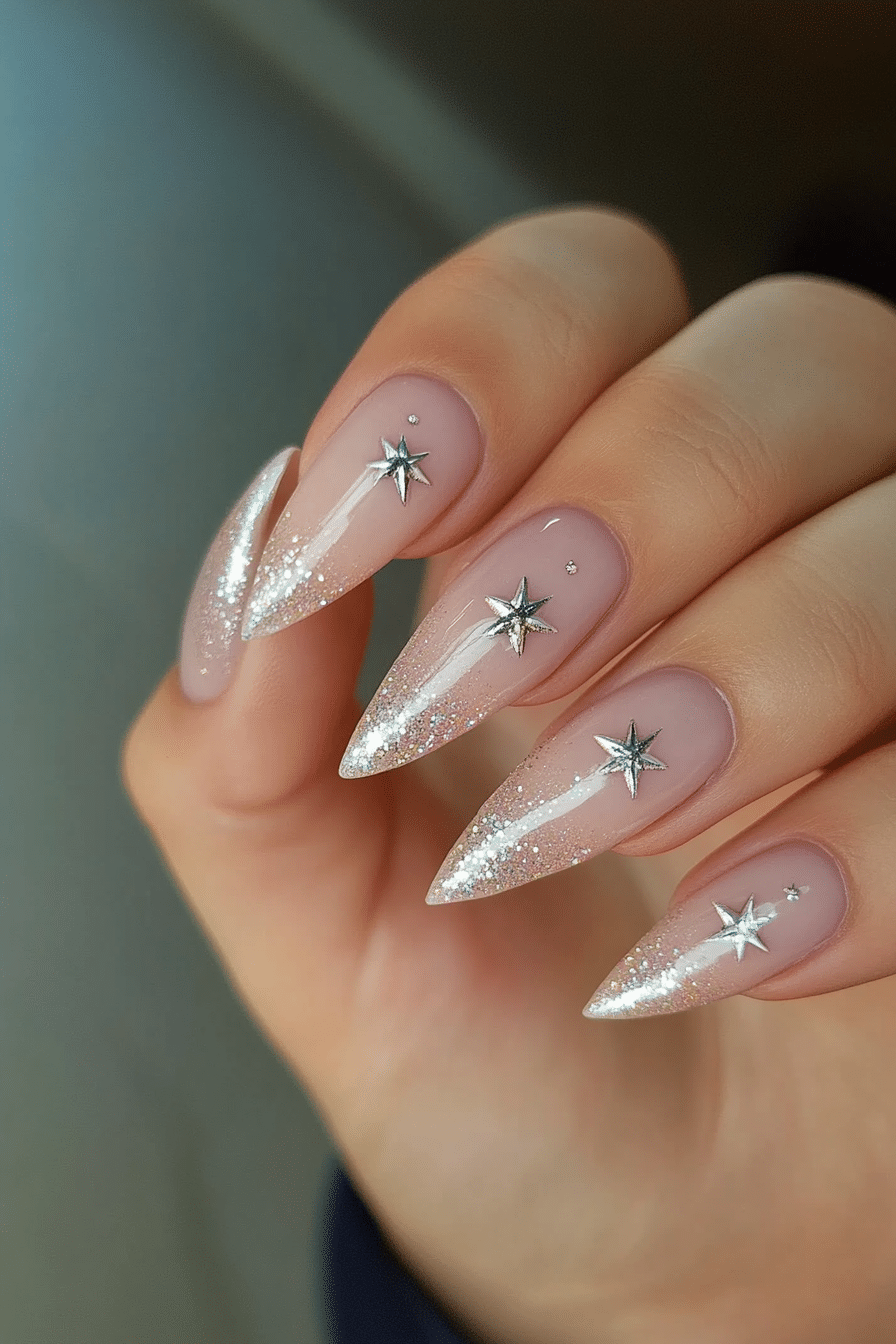 14. Celestial Tiny Stars (Minimalistic Nail Design Ideas) - Minimalistic Nail Design Ideas